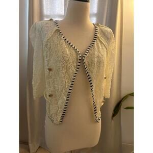 Vintage Lace Cropped Cardigan Bolero Cream Made in Korea